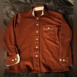 Van Heusen vintage Maroon Shirt with Cream Trim